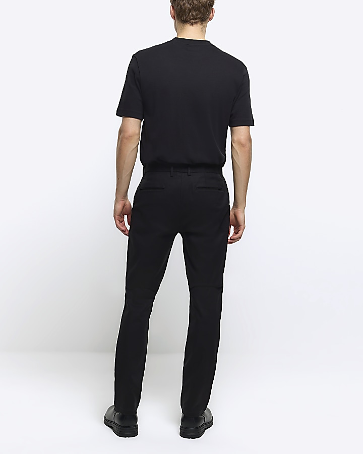Black slim fit smart chino trousers