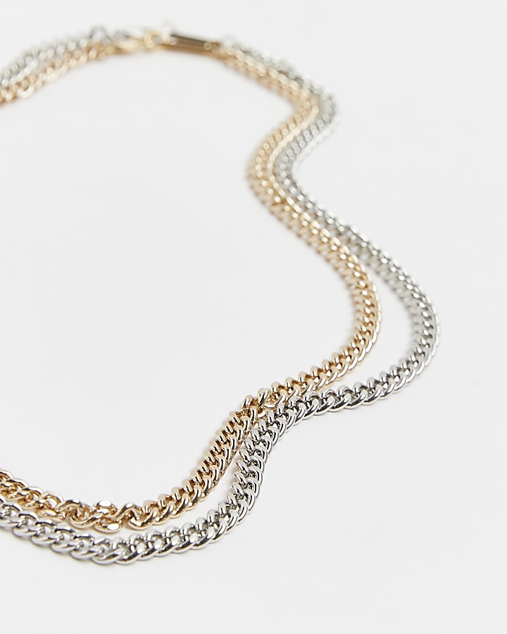 Gold colour chain necklace multipack