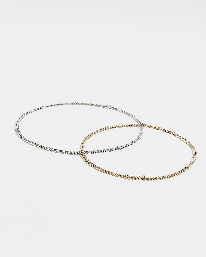 Gold colour chain necklace multipack