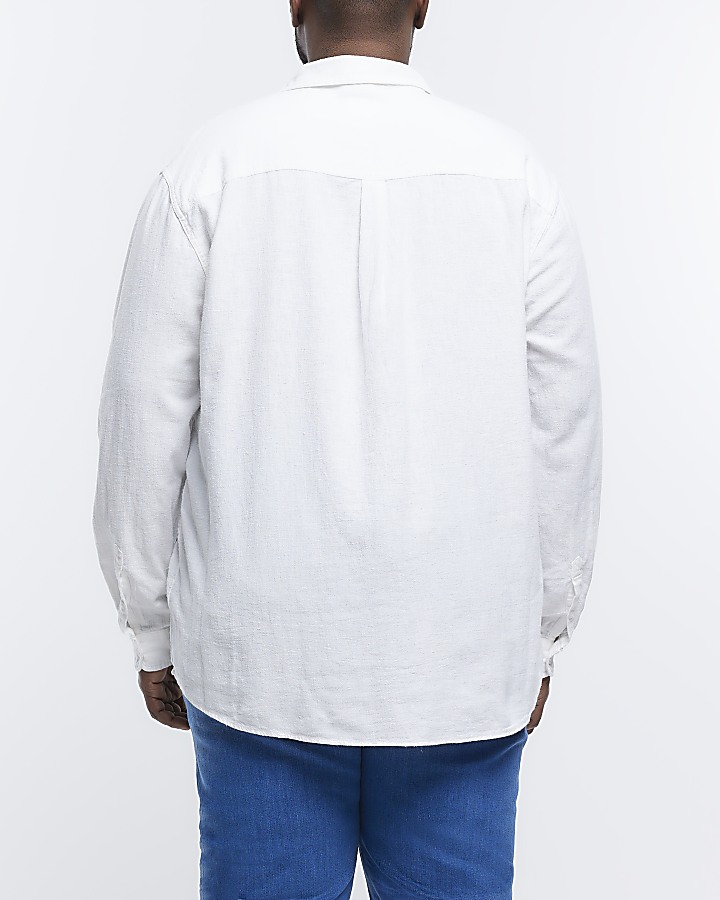 Big & Tall white linen blend shirt