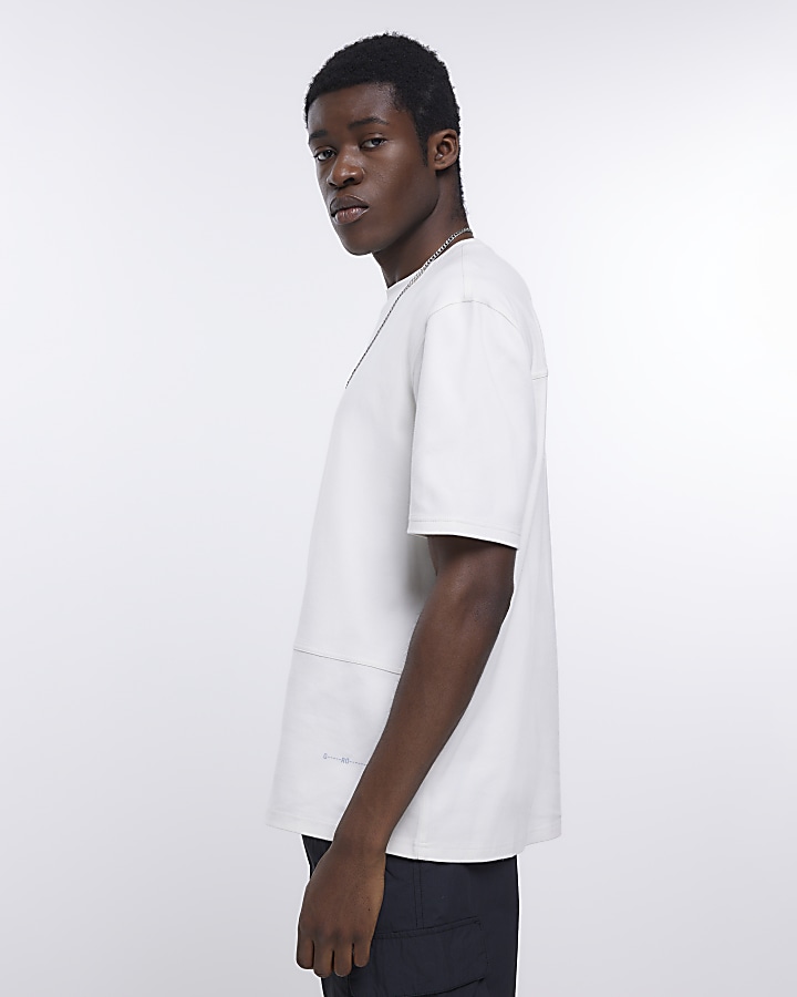 Ecru regular fit stitch detail t-shirt