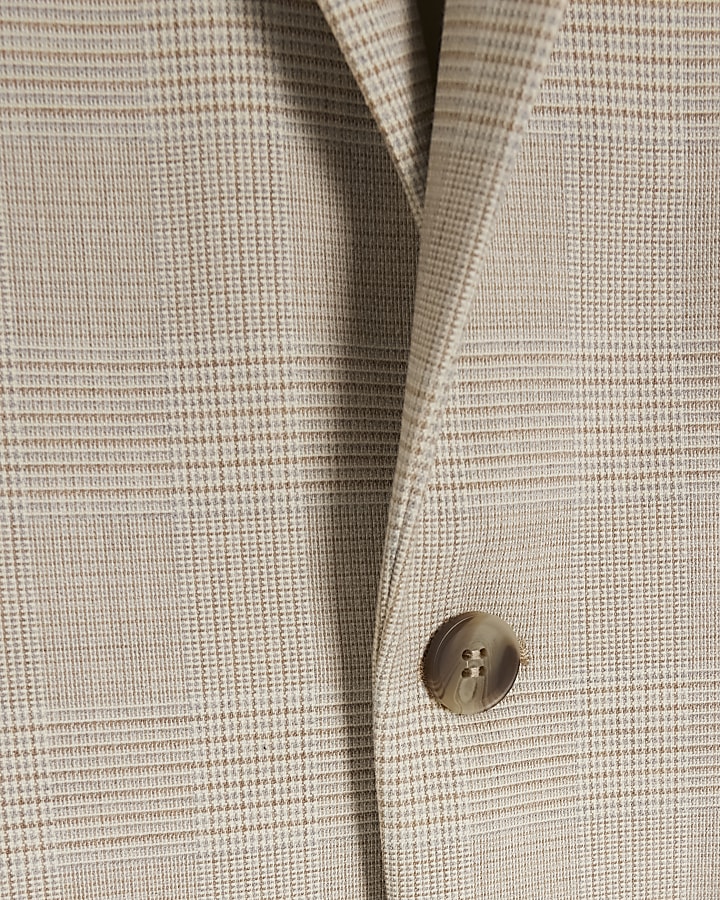 Grey slim fit gingham suit jacket