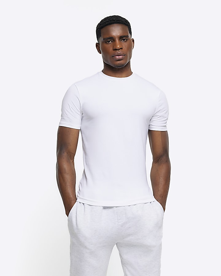 River island white sales muscle fit shirt