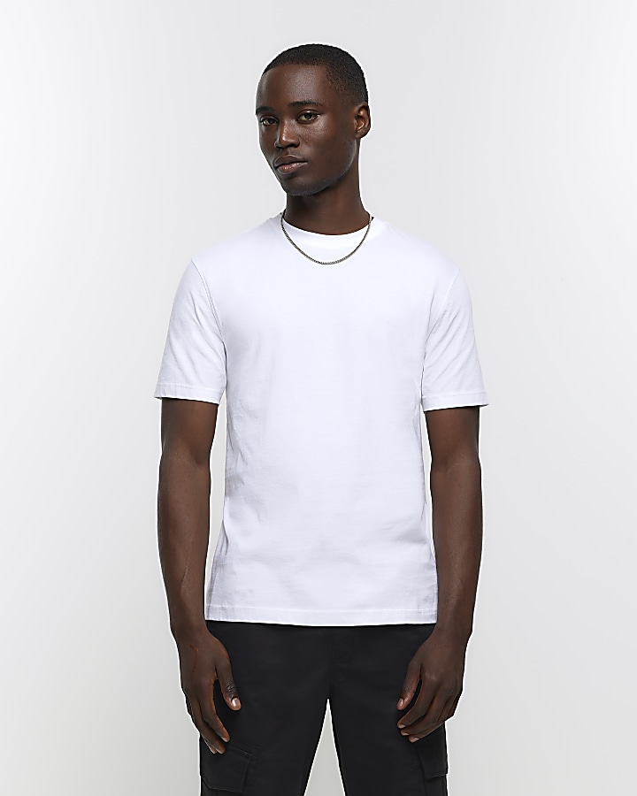 Plain white slim 2025 fit t shirts