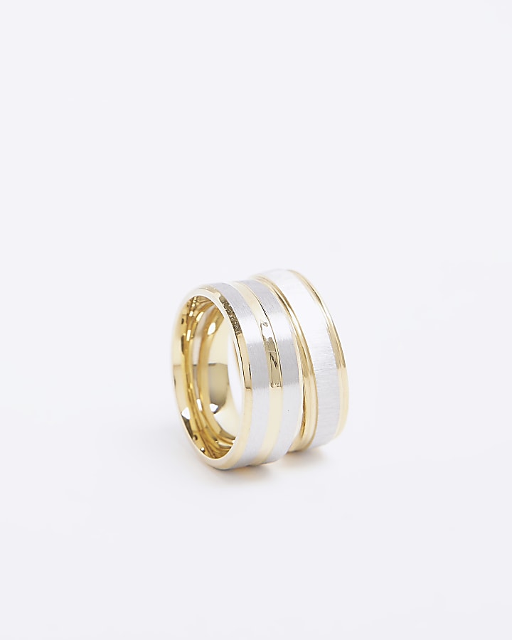 Gold colour stainless steel rings multipack