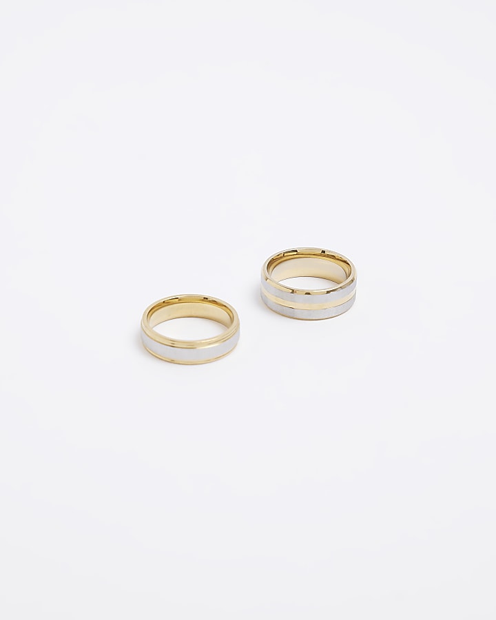 Gold colour stainless steel rings multipack