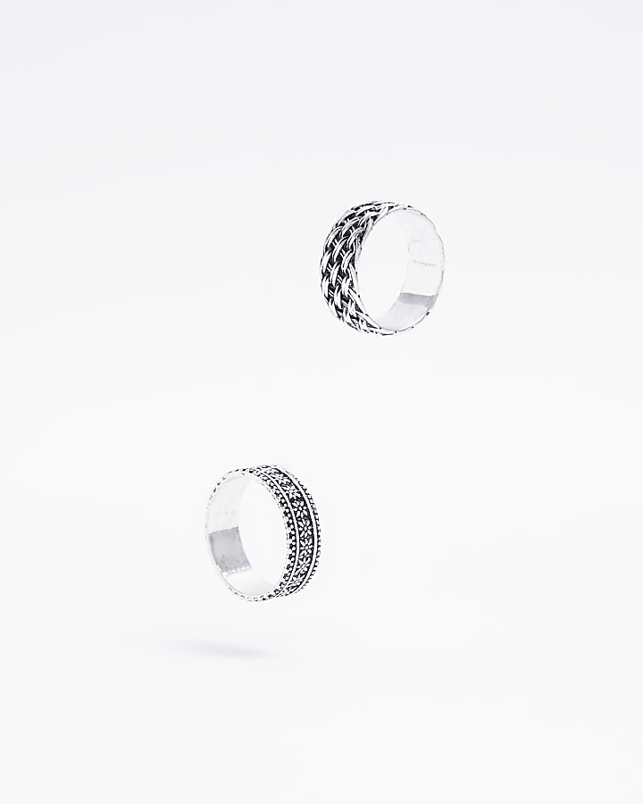 Silver colour weave rings multipack
