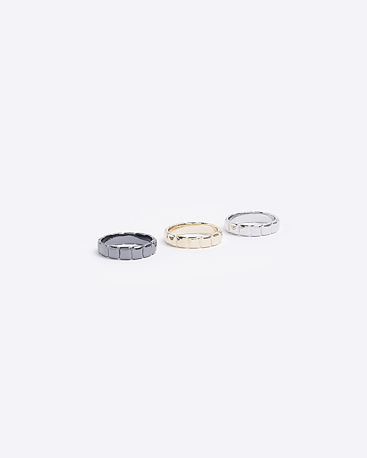 Gold colour square rings multipack