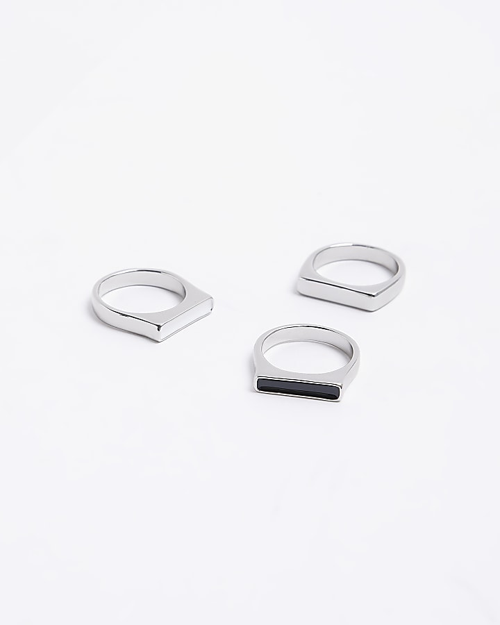 Silver colour multipack of 3 enamel rings