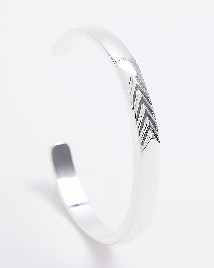 Silver plated engraved cuff bracelet River Island