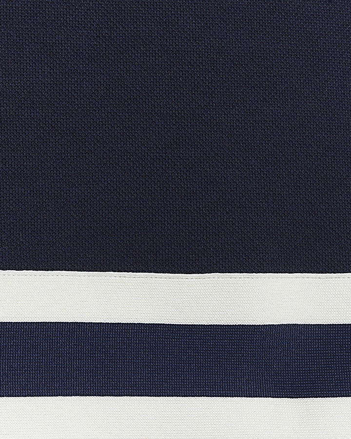 Navy slim fit taped polo shirt