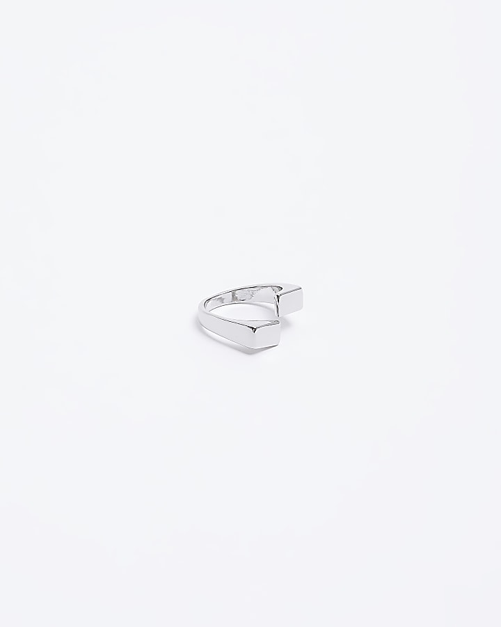 Silver colour asymmetric wrap ring