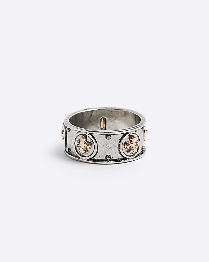 Silver Colour Embellished Band Ring