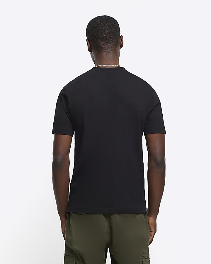 Black slim fit tshirt River Island