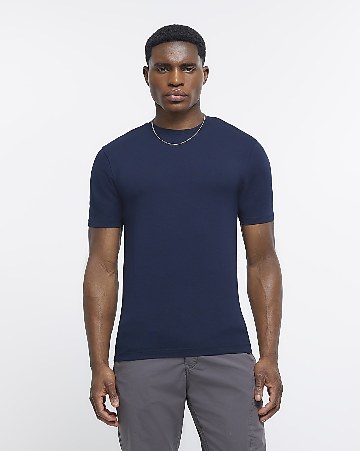 Navy muscle fit short sleeve t-shirt