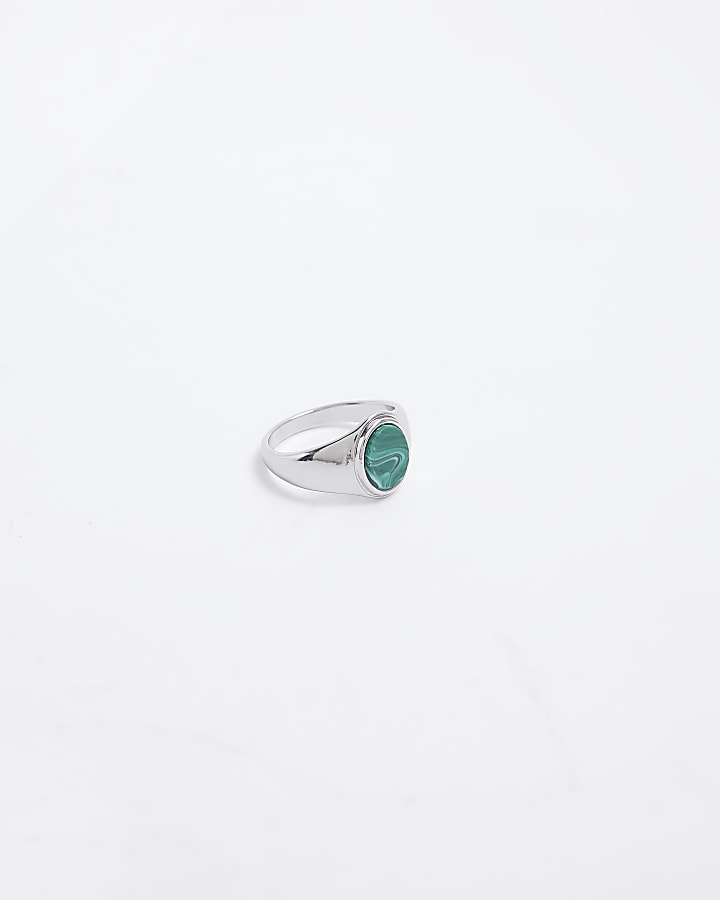 Green stone deals signet ring