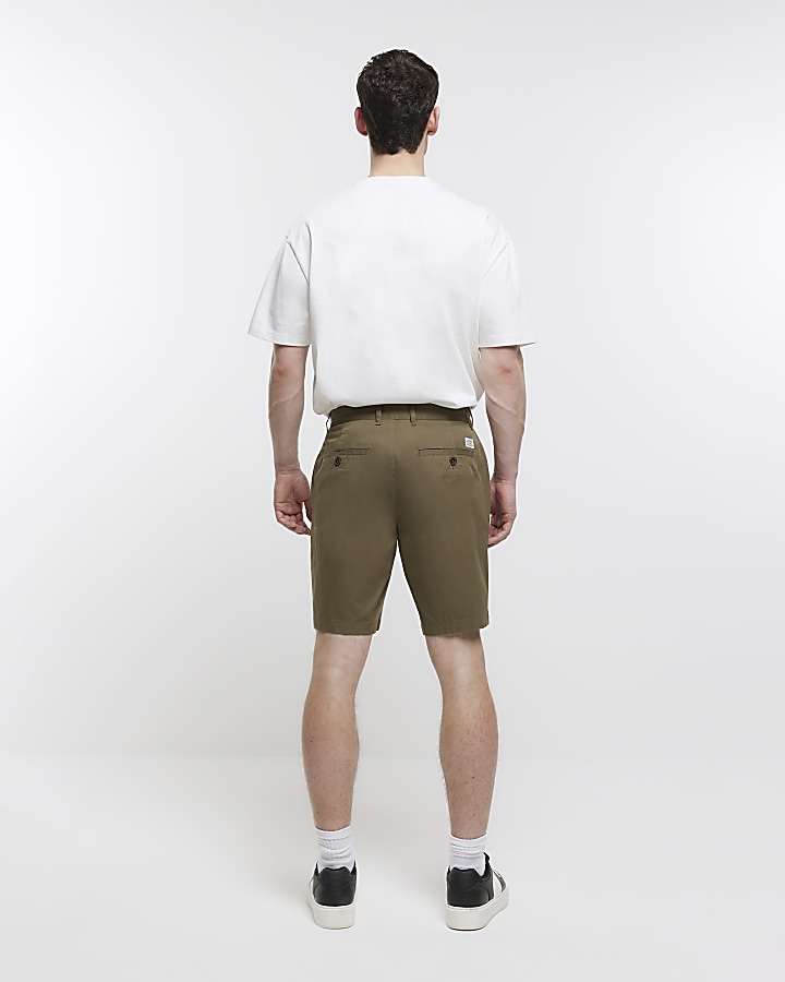 Green slim fit chino shorts | River Island