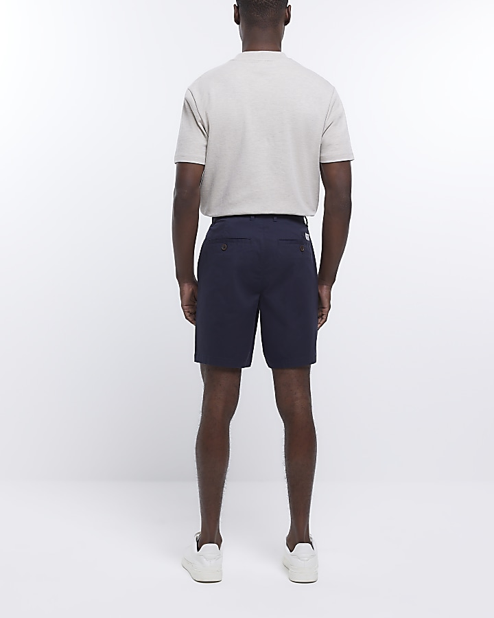 Navy Slim fit chino shorts | River Island