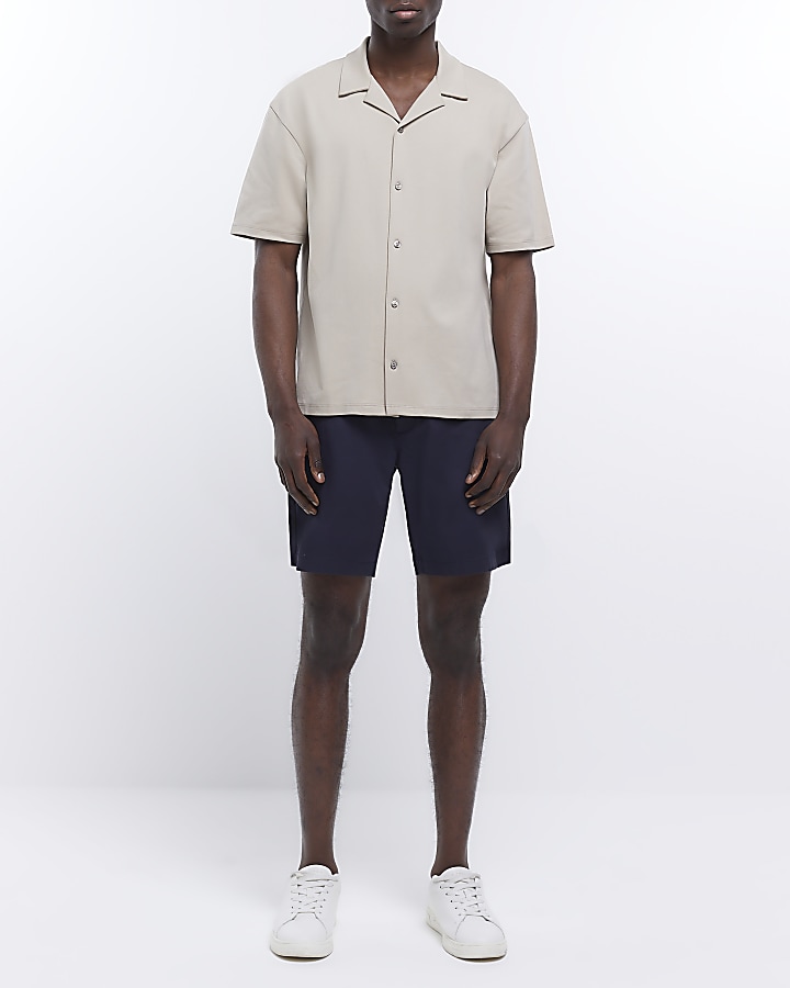 Navy Slim fit chino shorts | River Island