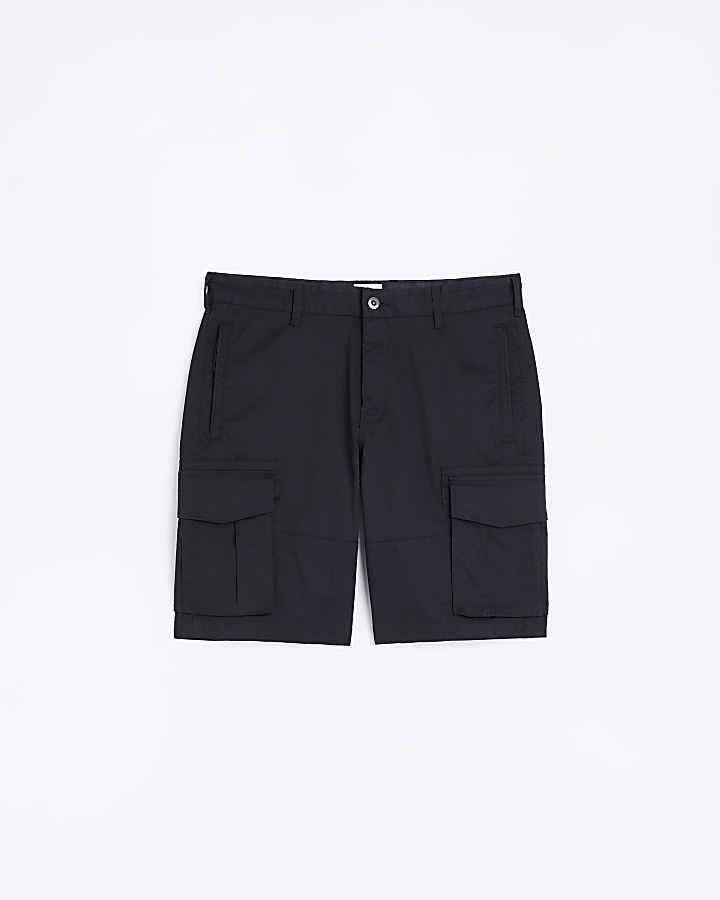 Black regular fit utility cargo shorts River Island