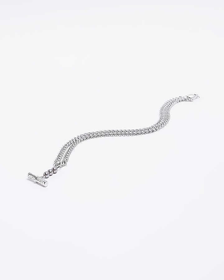 Silver colour bar detail necklace