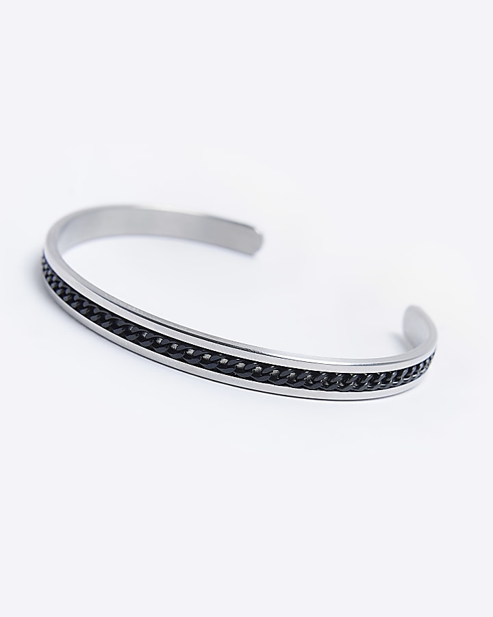 Black stainless steel cuff bracelet