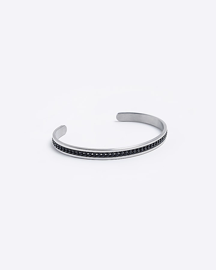 Black stainless steel cuff bracelet