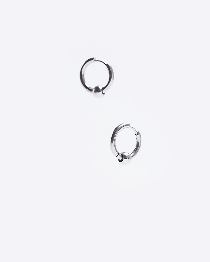 Silver colour stainless steel hoop earrings