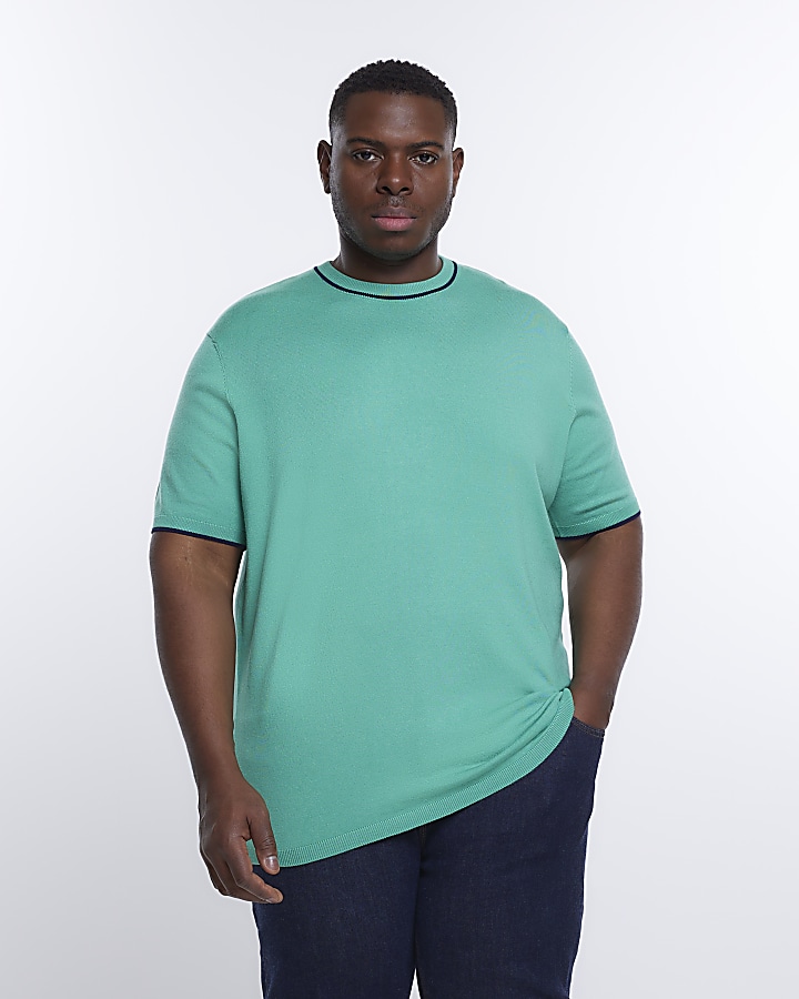 Big & Tall green slim fit knitted t-shirt