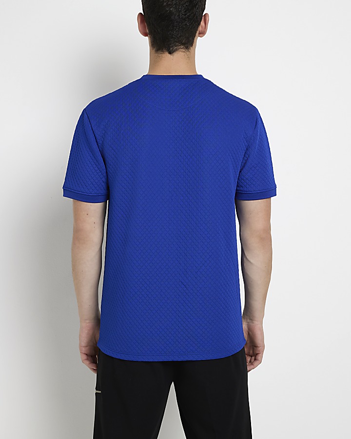 Blue Slim fit quilted t-shirt