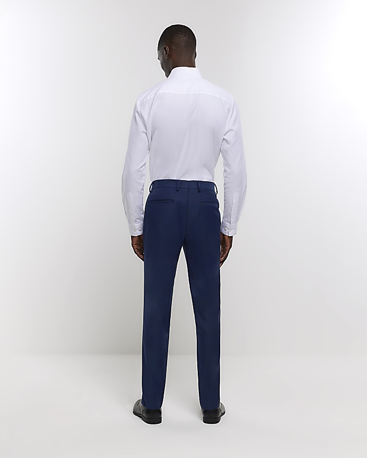 Bright blue regular fit suit trousers