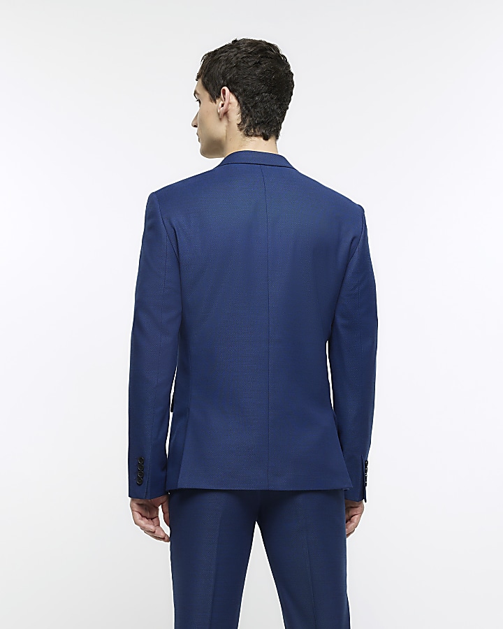 Blue skinny fit suit jacket