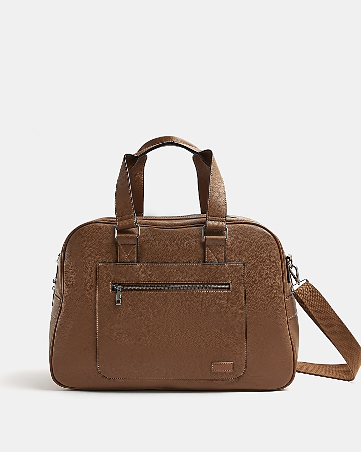 Brown faux leather holdall