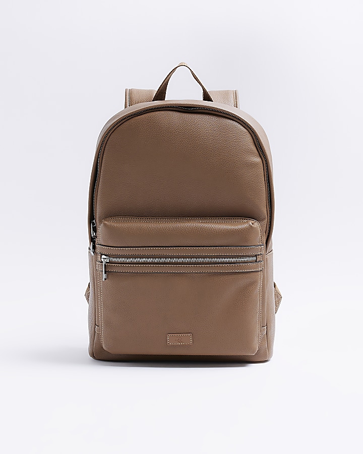 brown faux leather backpack