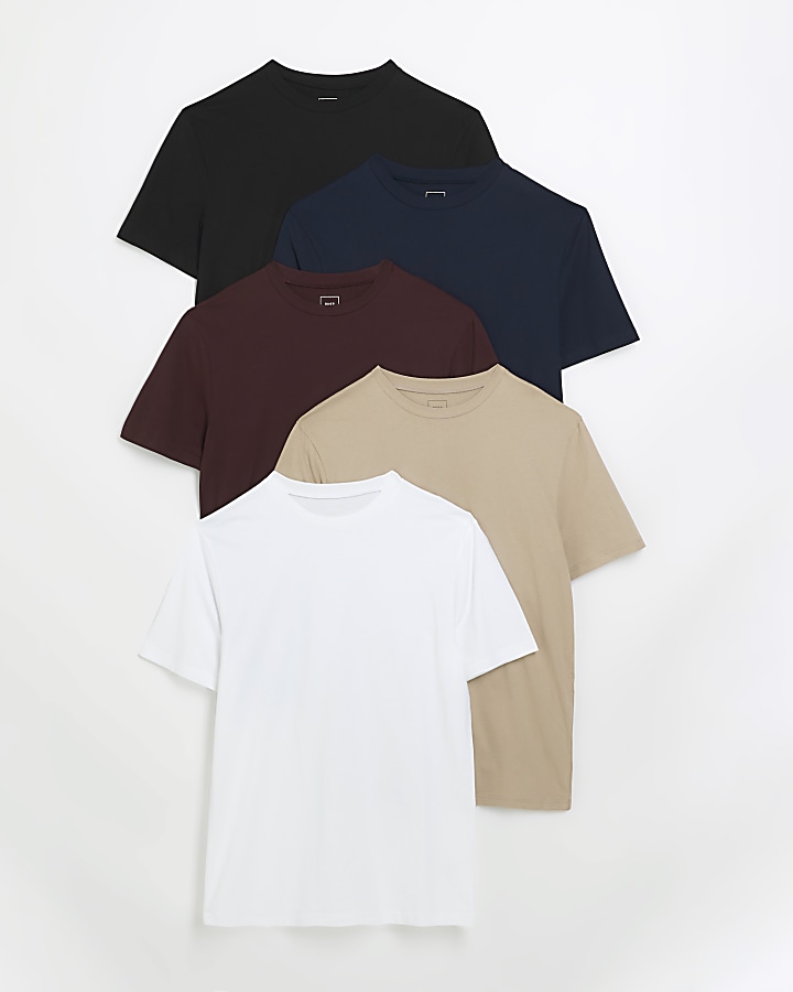 5PK navy slim fit t-shirts