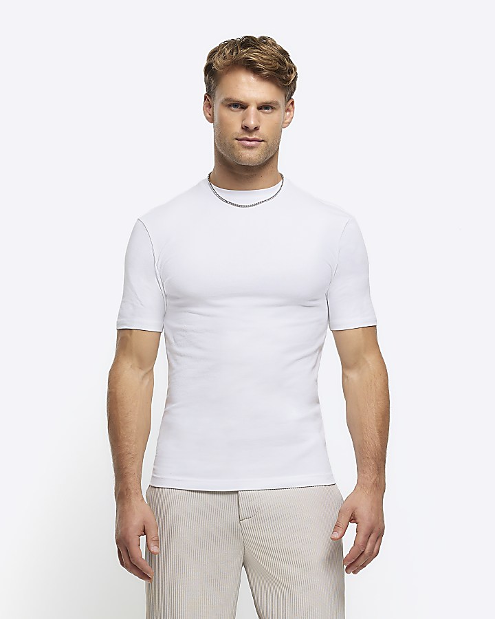 White multipack of 5 muscle fit t-shirts