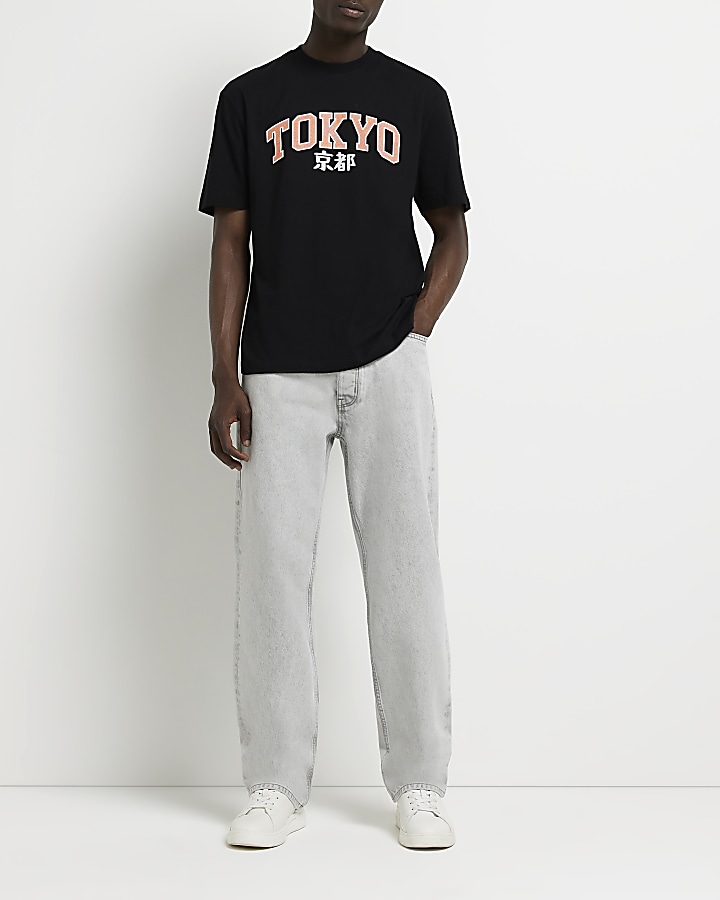Black Regular fit graphic Tokyo t-shirt