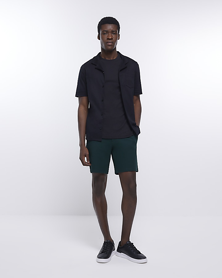 Green slim fit shorts