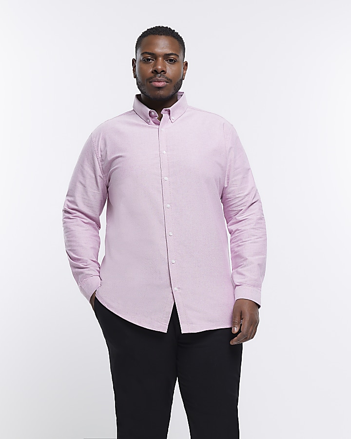 Big & Tall pink slim fit oxford shirt