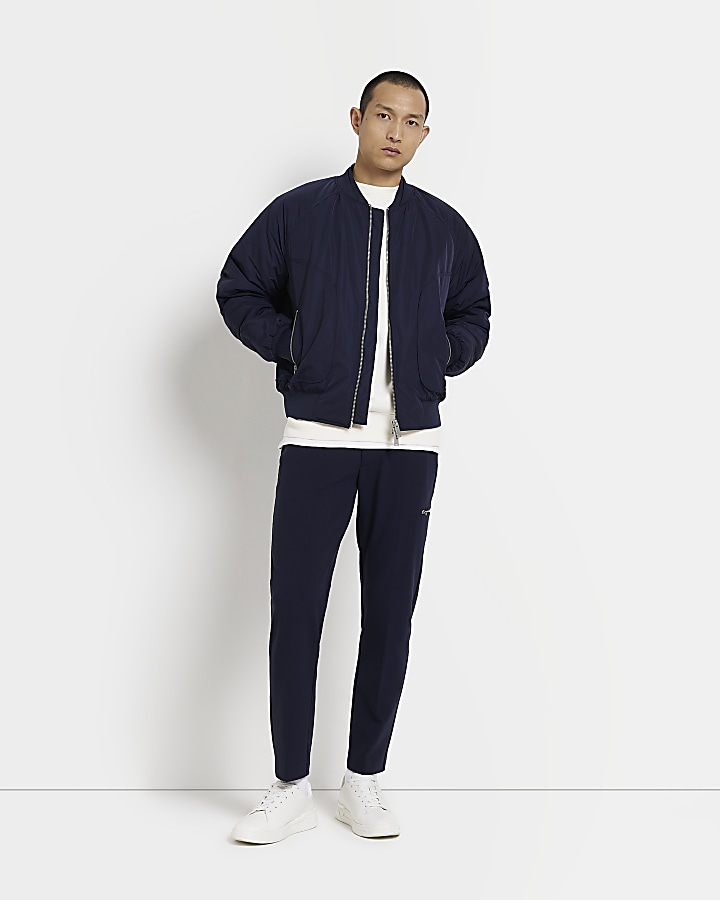 River island navy bomber sales jacket