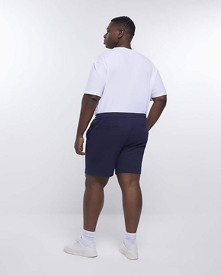 Big & Tall navy slim fit twill shorts