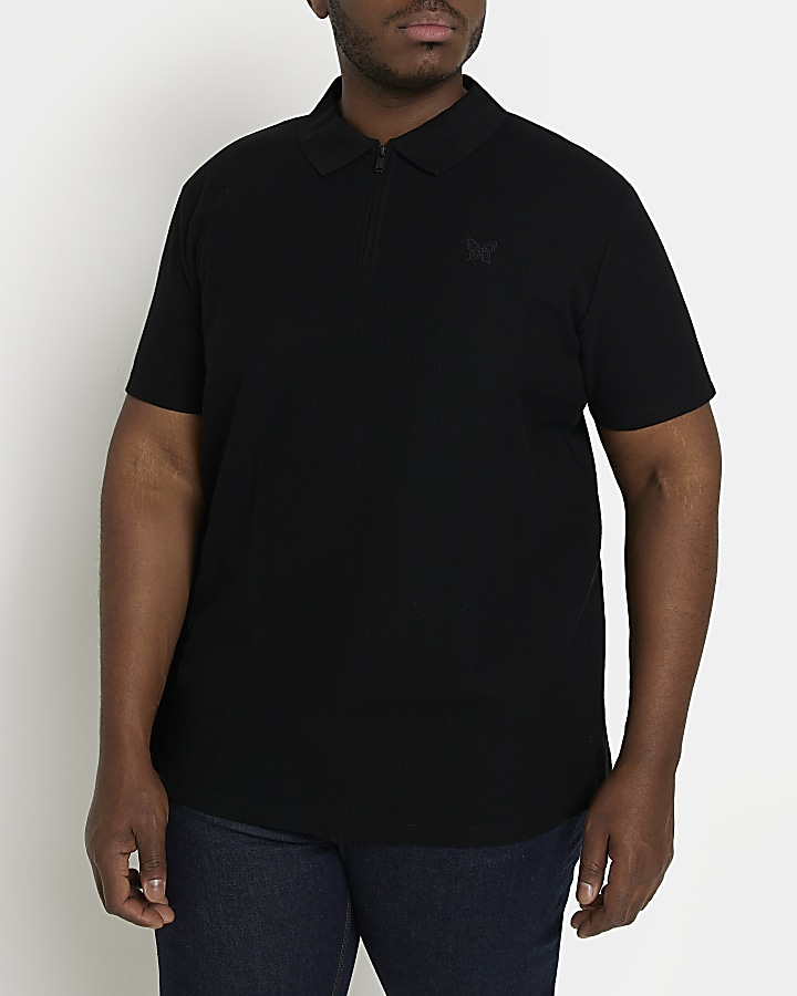 Big & Tall black short sleeve honeycomb polo