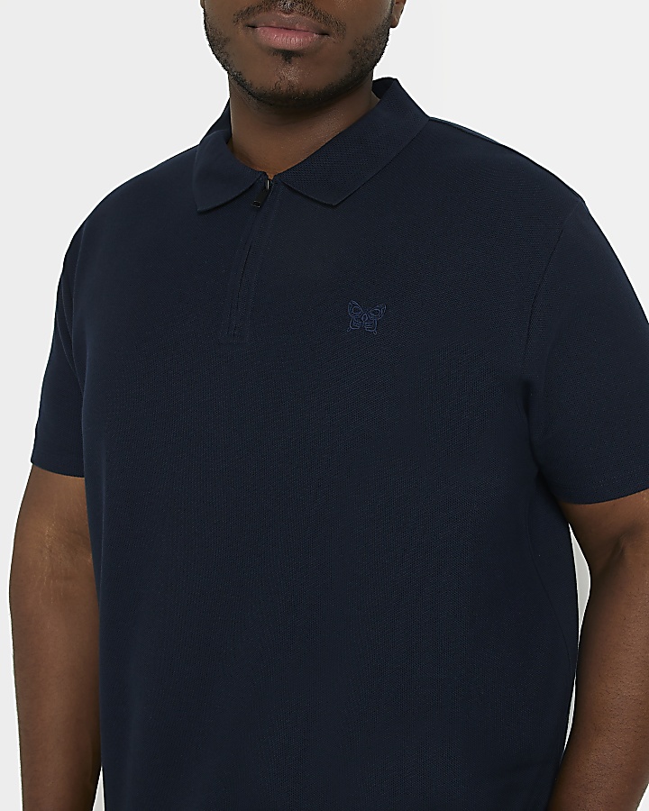 Big & Tall navy short sleeve honeycomb polo