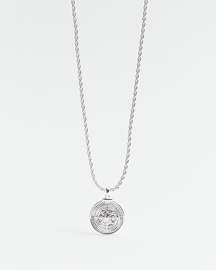 Silver plated Compass Pendant Necklace
