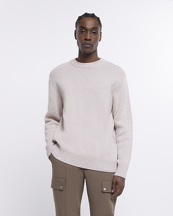 Ecru regular fit textured jumper