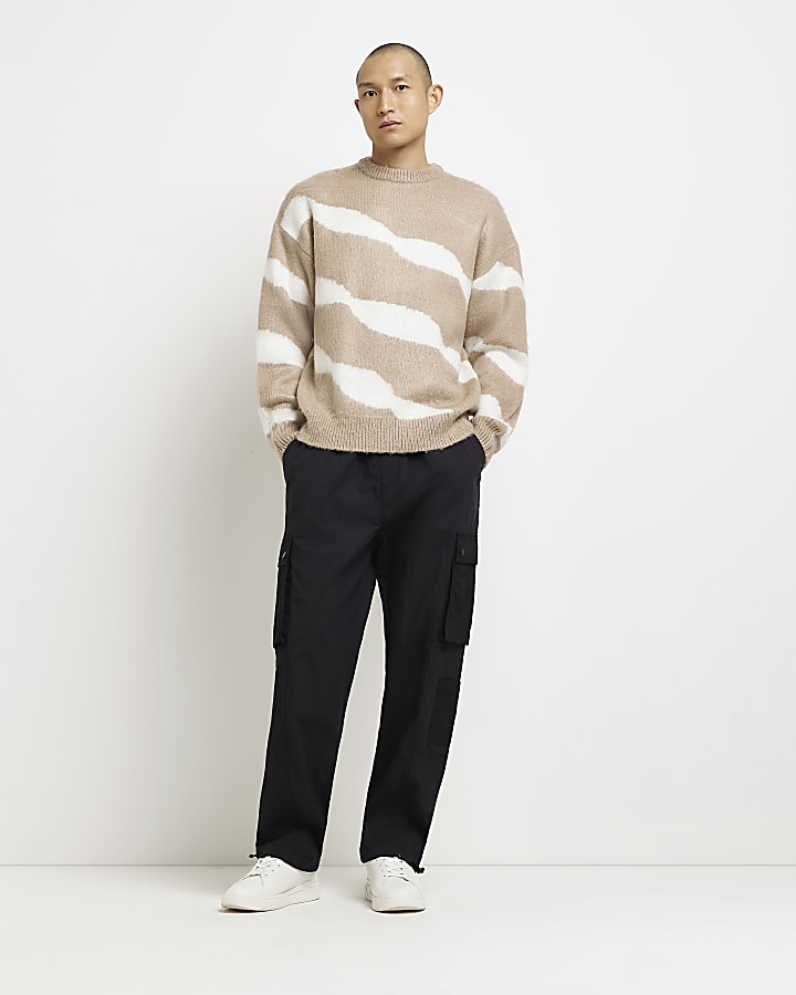 Stone oversized fit striped jumper