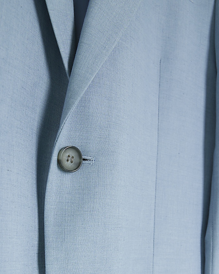 Blue slim fit suit jacket | River Island