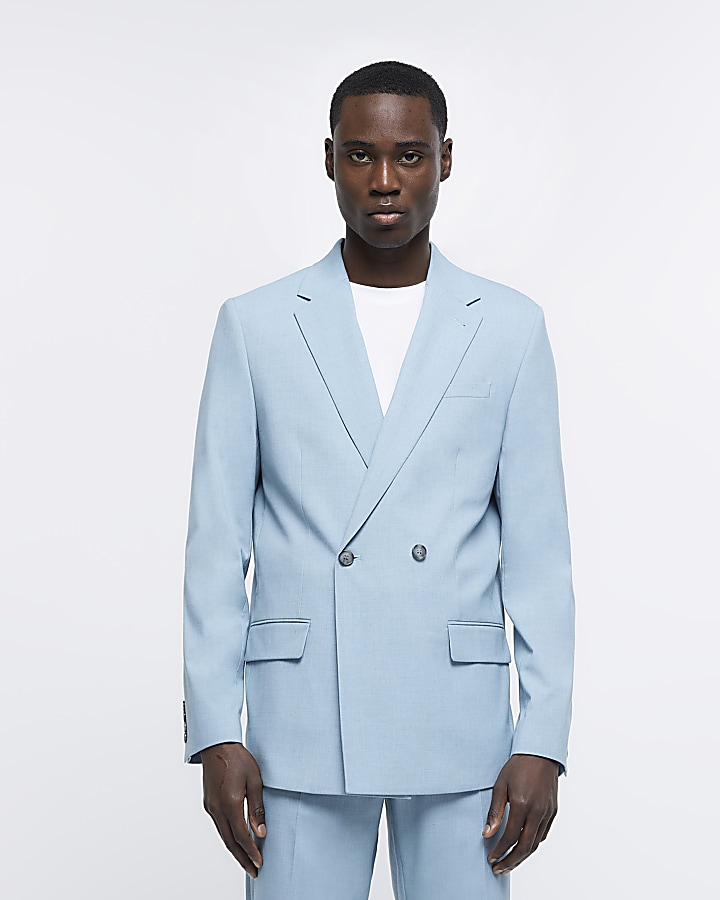 Baby blue 2025 double breasted blazer