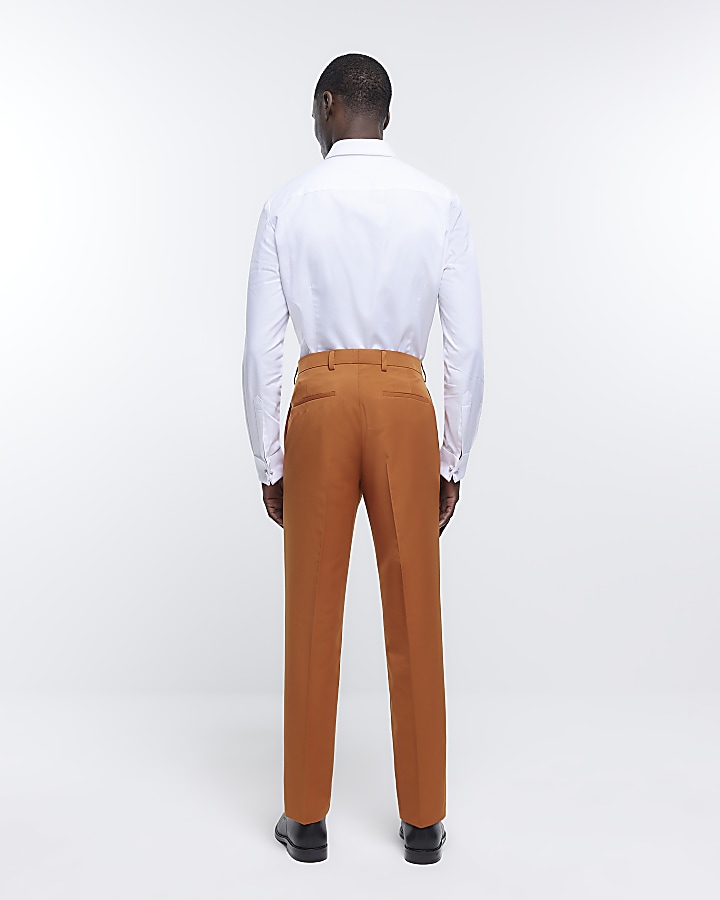 Orange slim fit suit trousers