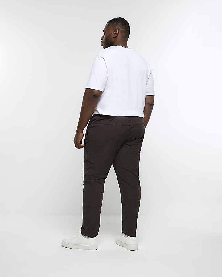 Big & Tall brown regular fit cargo trousers